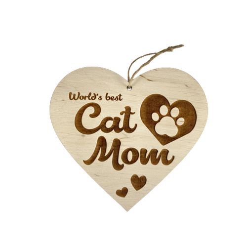Best Cat Mom - cicás ajtódísz tábla szív alakú
